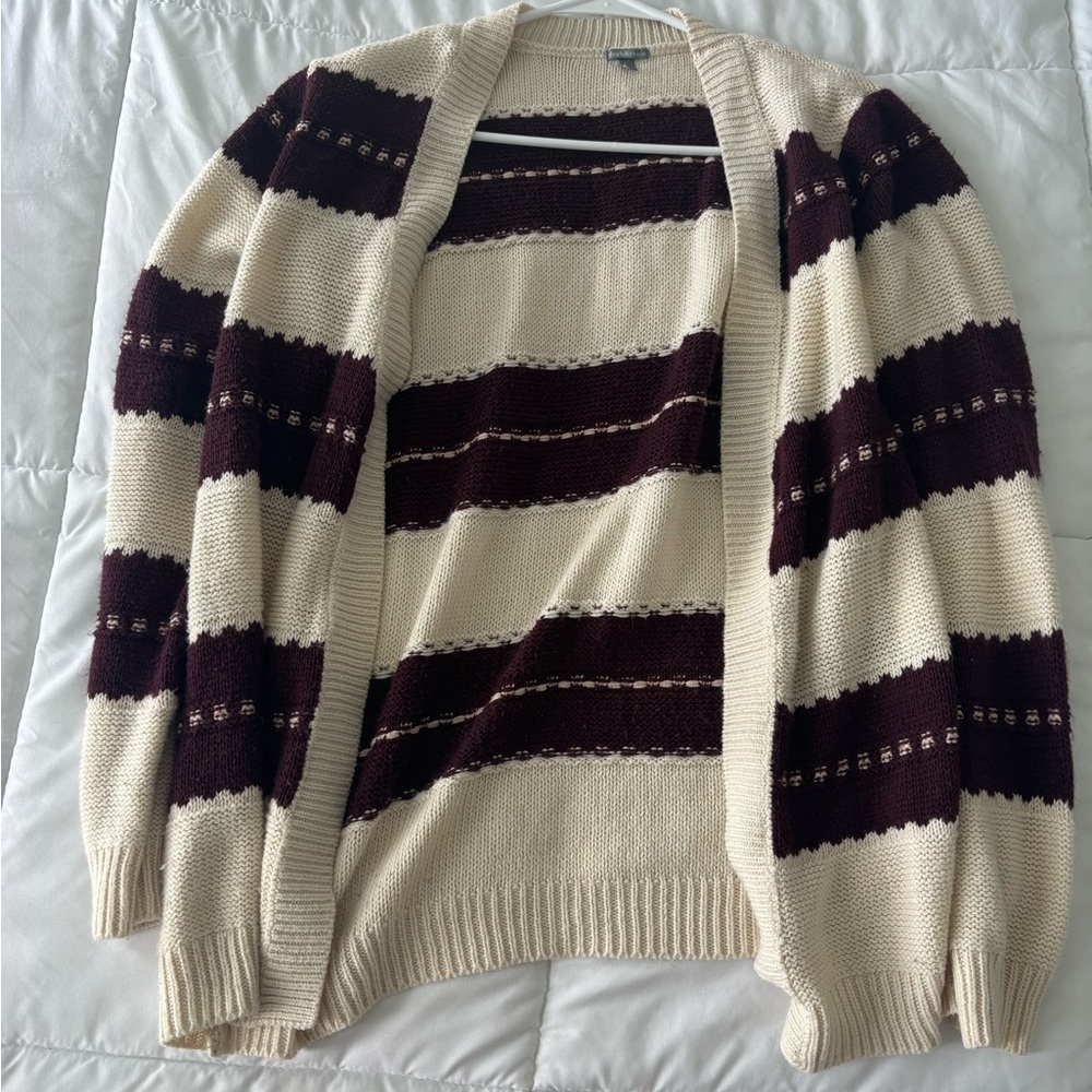 Striped Cream and Brown Women's Sweater